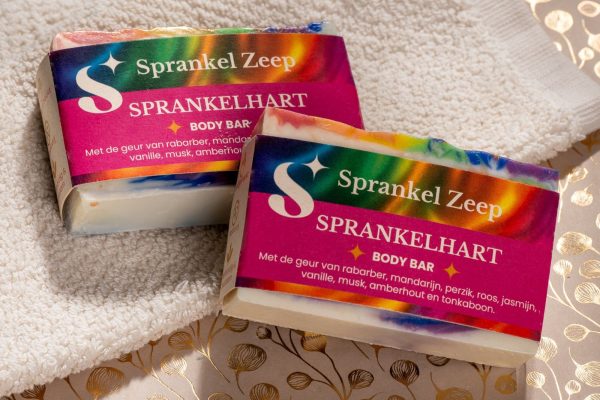 Sprankelhart handgemaakte zeep bar met verpakking | Sprankel Zeep